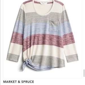 Vreelan one pocket side knot knit top